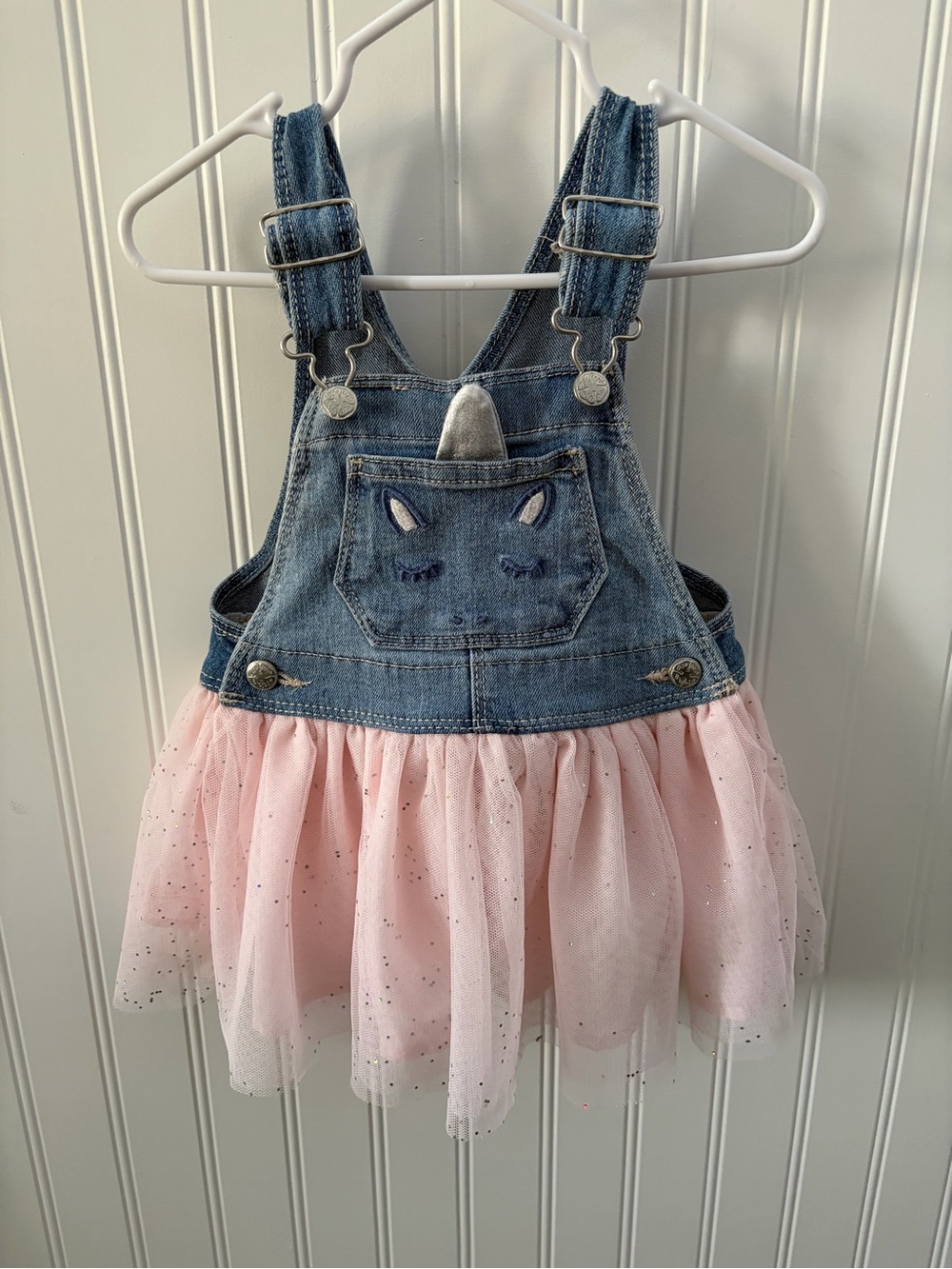 OshKosh B’Gosh Denim Unicorn Tutu Overalls - Pink Tulle Skirt